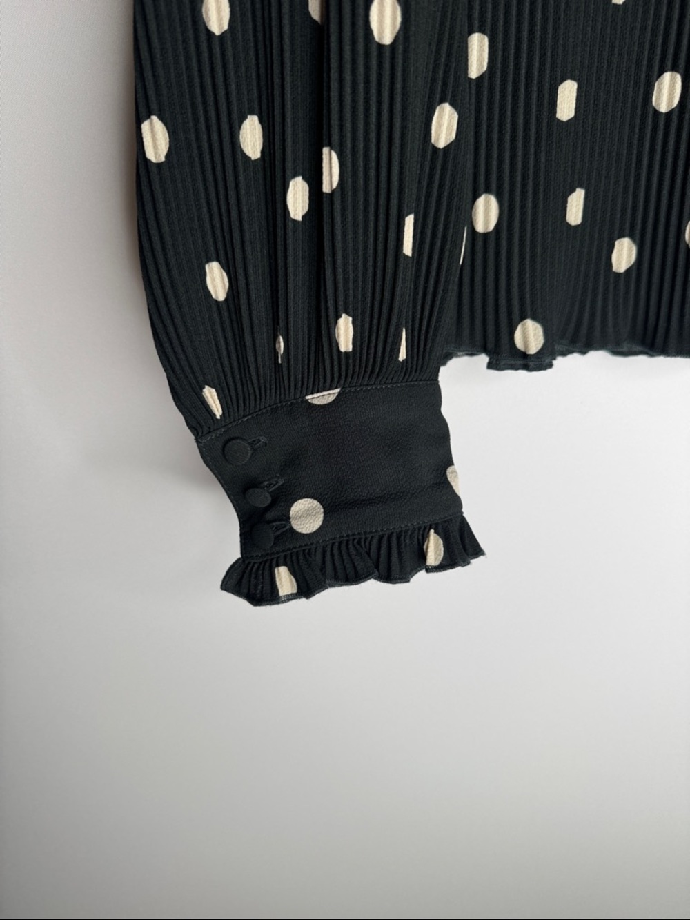 NWT Sezane Rosalinda Polka Dot Pleated Blouse - Size 8 (FR 40) - Picture 5 of 12